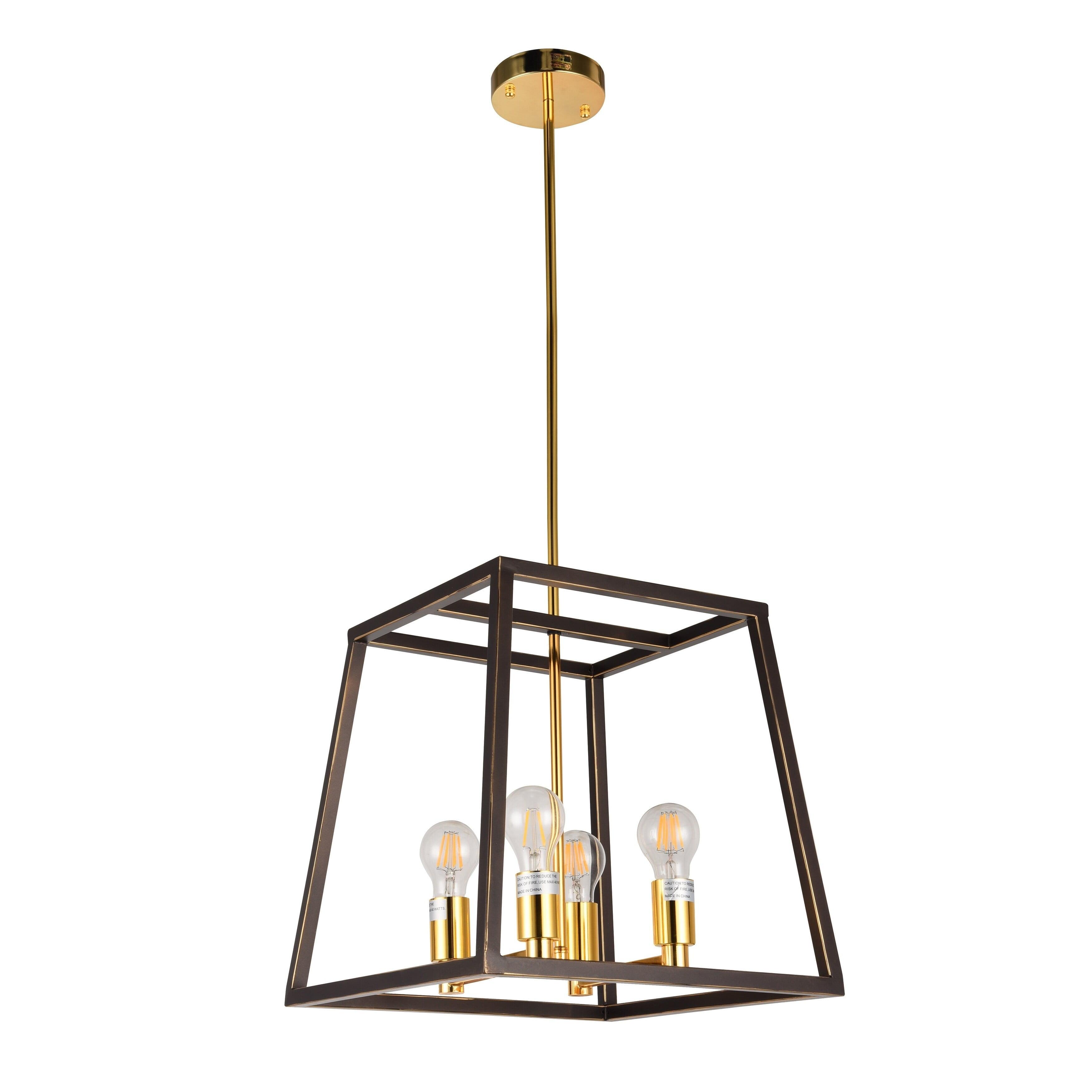 Contemporary Elegance 15'' Bronze & Glass Geometric Pendant Light