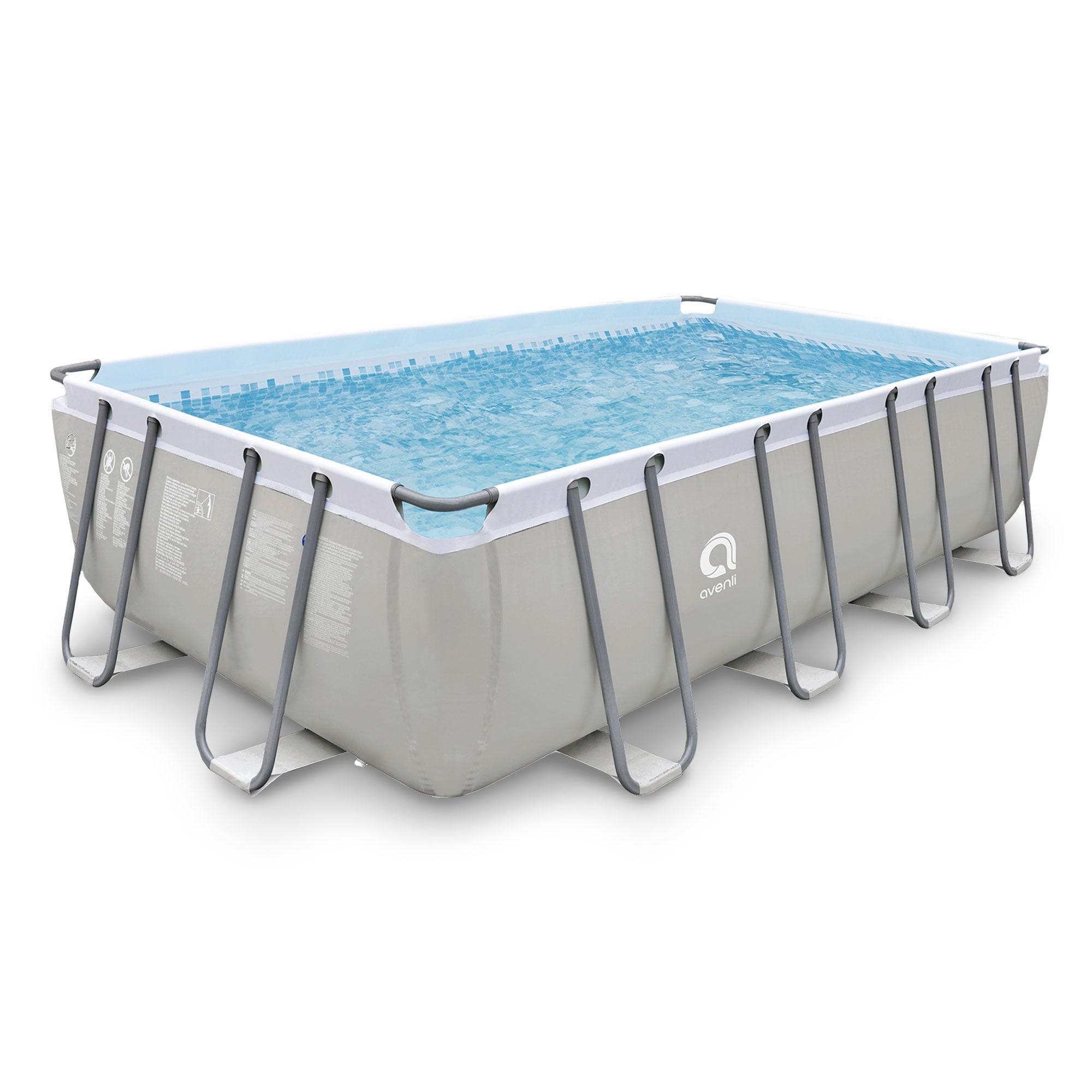 Gray 18 x 10 Foot Rectangular Steel Frame Above Ground Pool