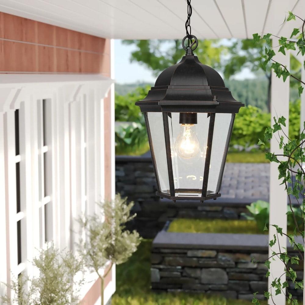 Oil Rubbed Bronze Glass Outdoor Hanging Lantern