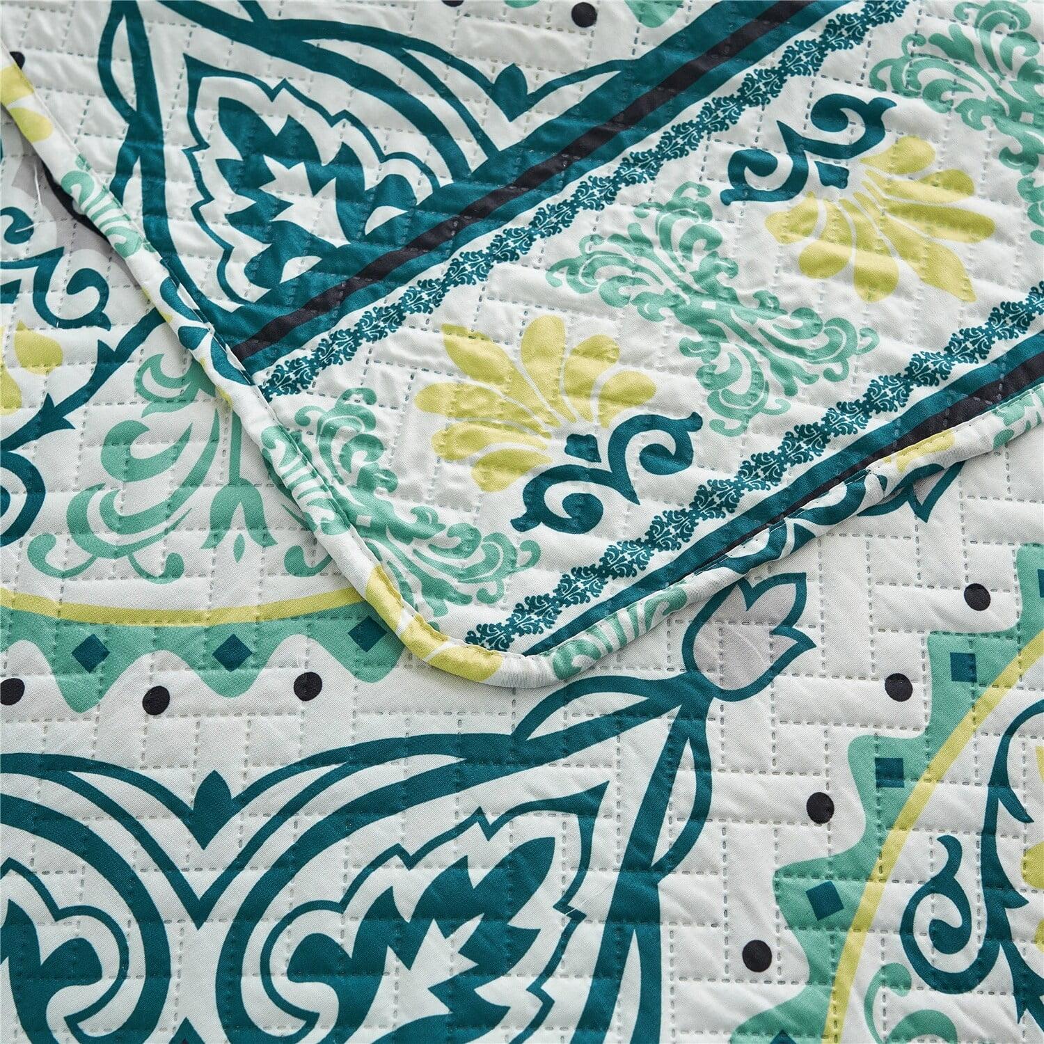 Quilt King Bedding Set (92"x 104"), 3 Piece King Size Quilt with 2 Pillow Shams, Reversible Floral Queen Bedspreads Spring Decor Summer Quilt King Size Bed Covers Coverlet for All Seasons