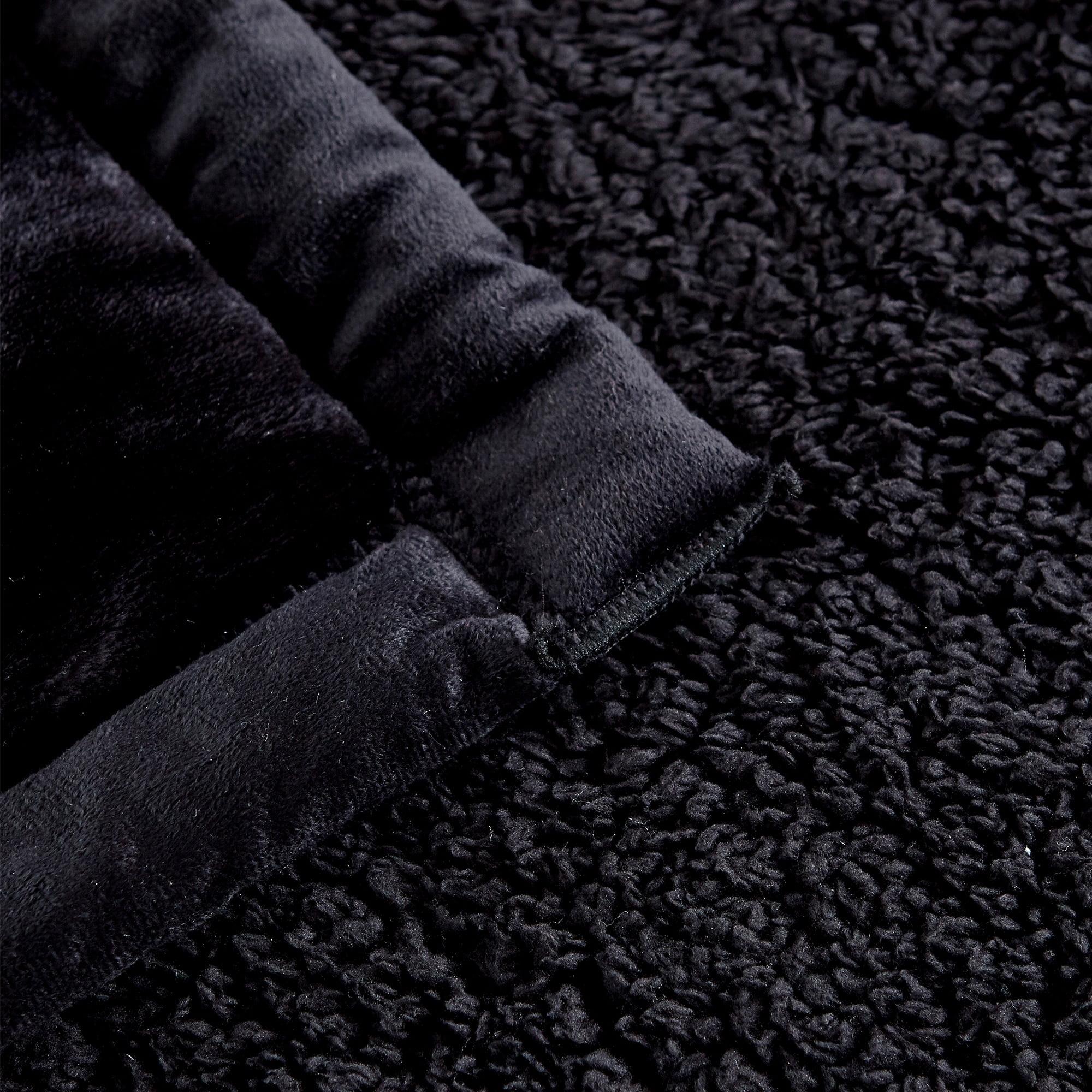 JML Ultra Plush Printed 3-piece Sherpa Borrego Comforter Set Black Floral Modern & Contemporary