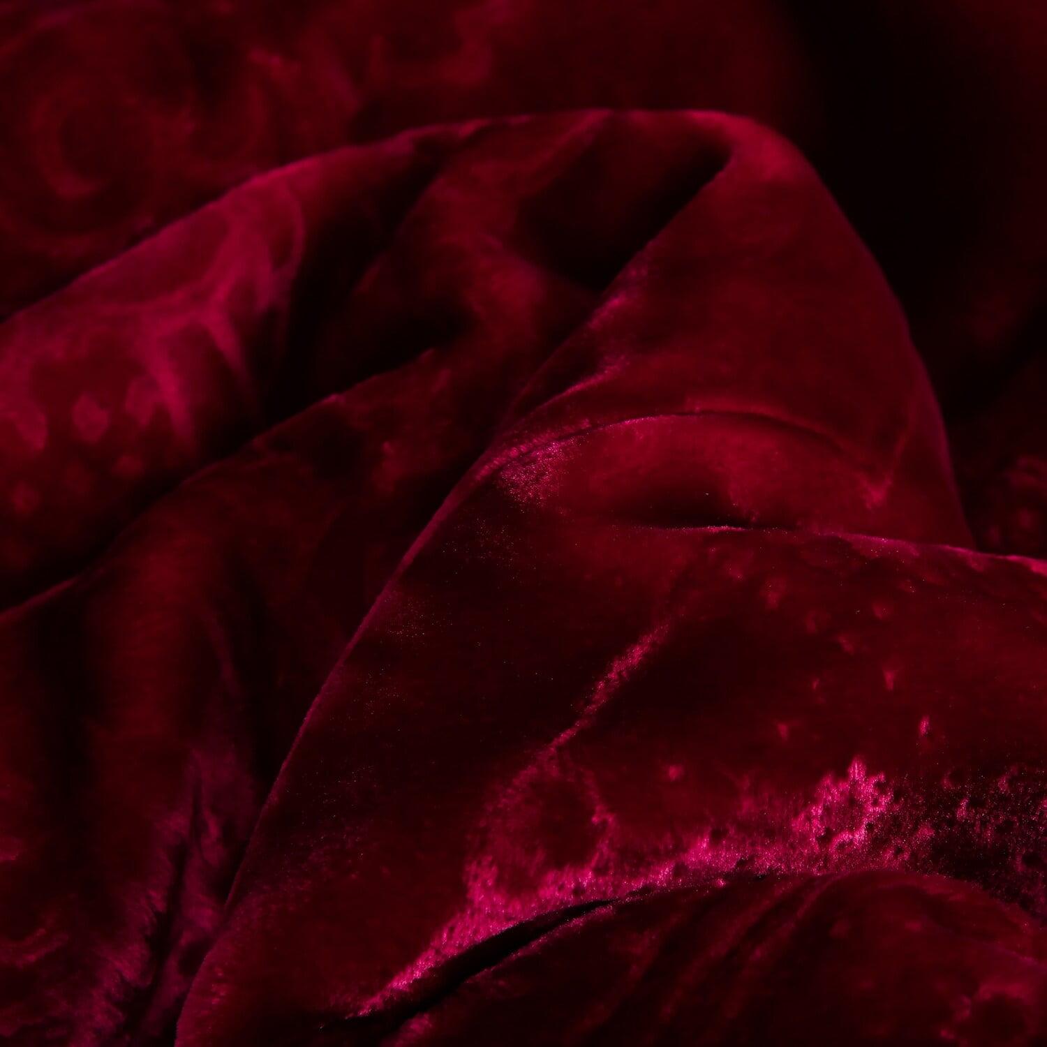 JML Solid Micromink Sherpa Comforter Bed Set Burgundy Animal Print