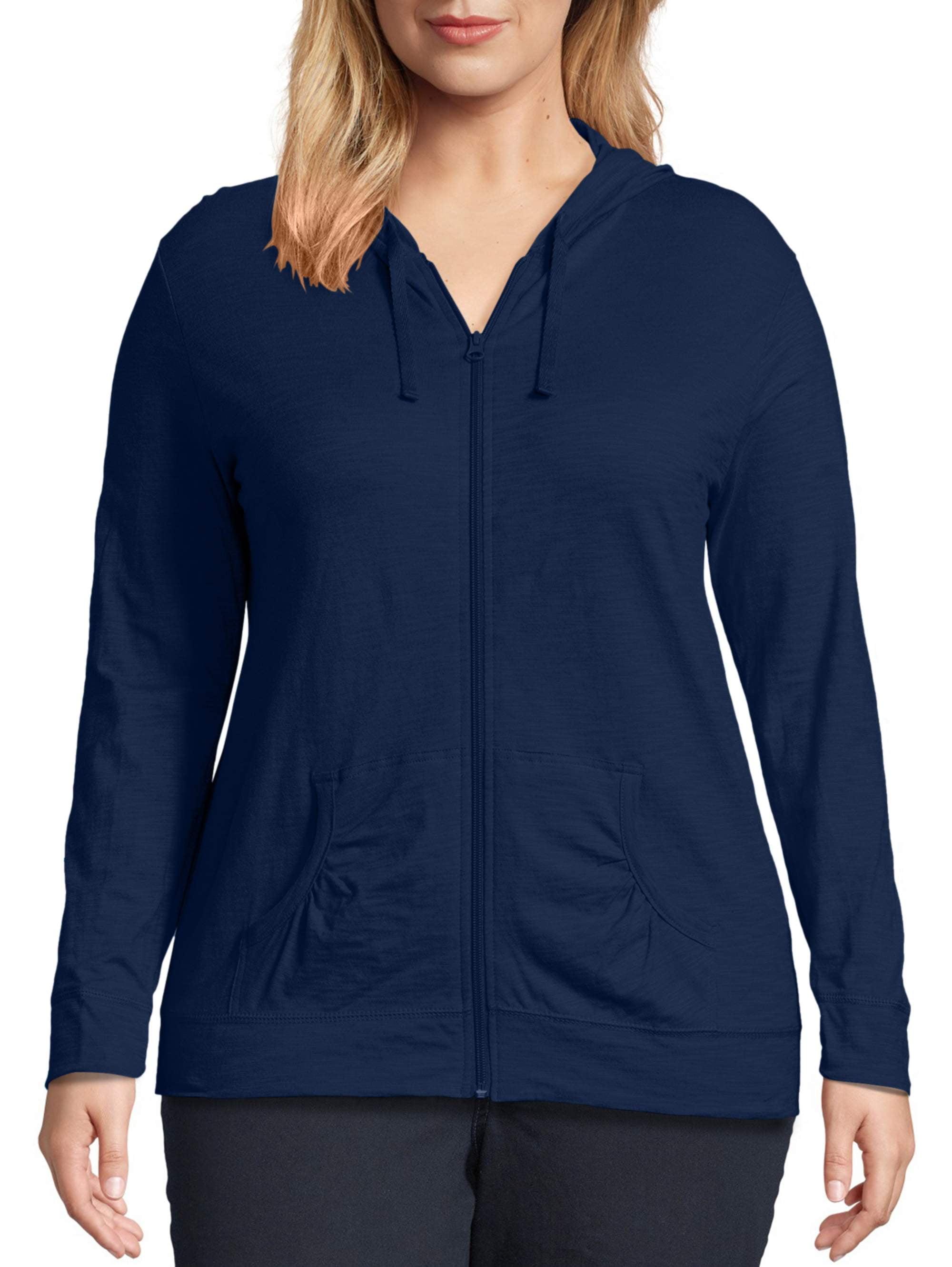 Hanes Just My Size Women's Full-Zip Slub Hoodie (Plus ) Navy 5X
