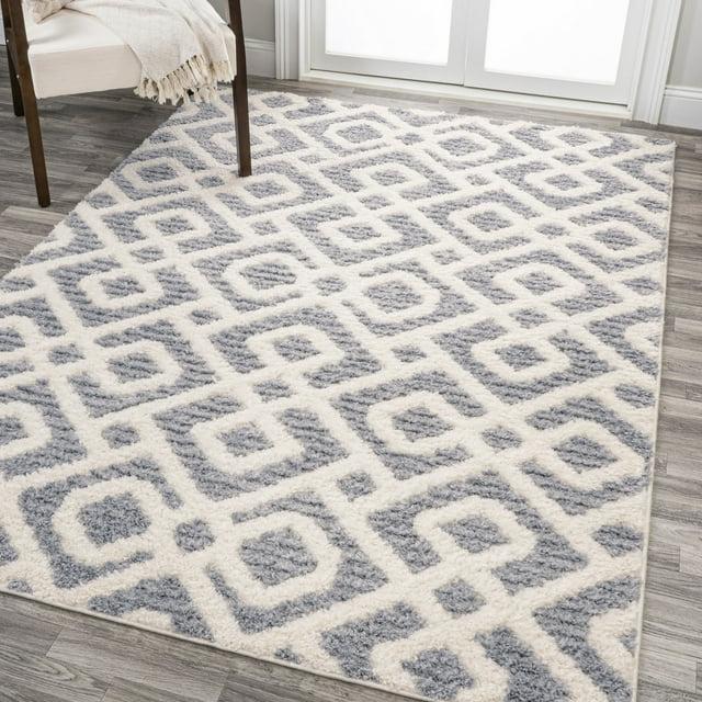 4' x 6' Astrid Retro Trellis High-Low Area Rug, Cream/Gray - JONATHAN Y