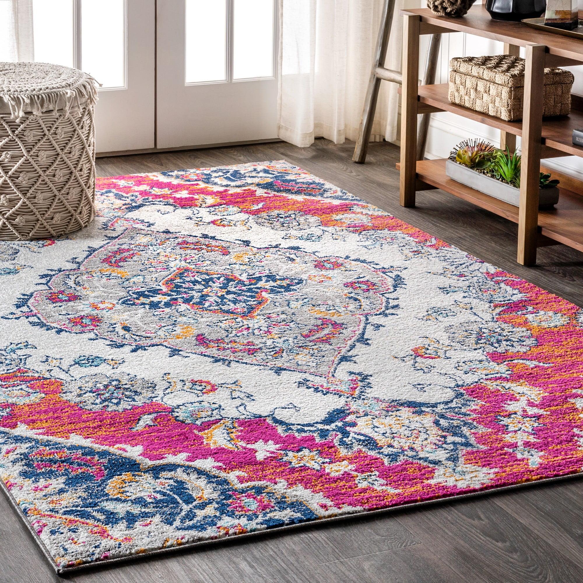 JONATHAN Y Bohemian FLAIR Boho Vintage Medallion Blue/Multi 3 ft. x 5 ft. Area Rug