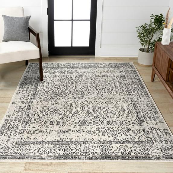 4'x6' Ferro Filigree Charcoal Black and White Area Rug, Gray/Black - JONATHAN Y
