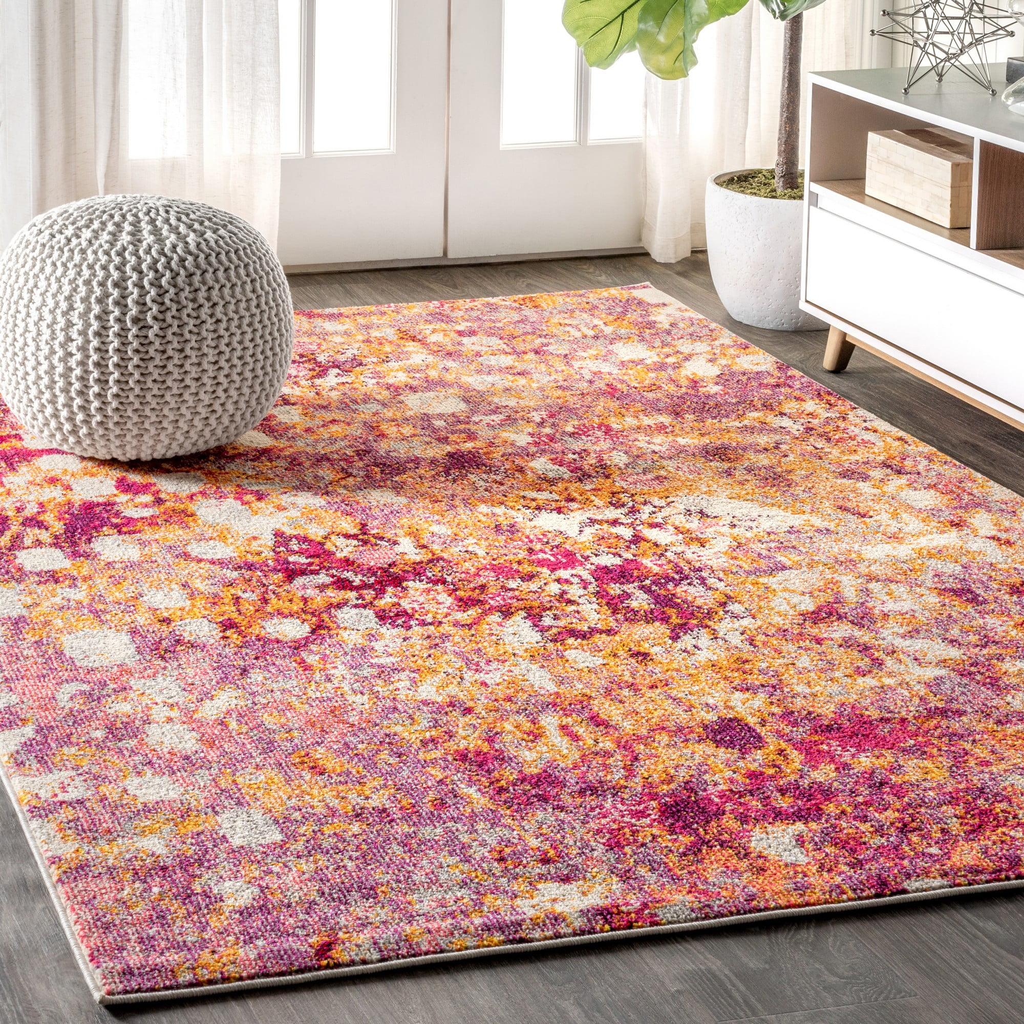 8'x10' Contemporary POP Modern Abstract Area Rug, Pink/Orange - JONATHAN Y