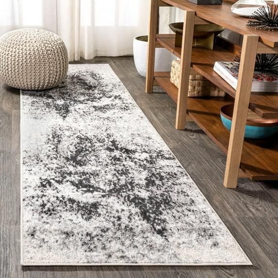 2'x8' Dune Modern Abstract Area Rug, Cream/Gray - JONATHAN Y