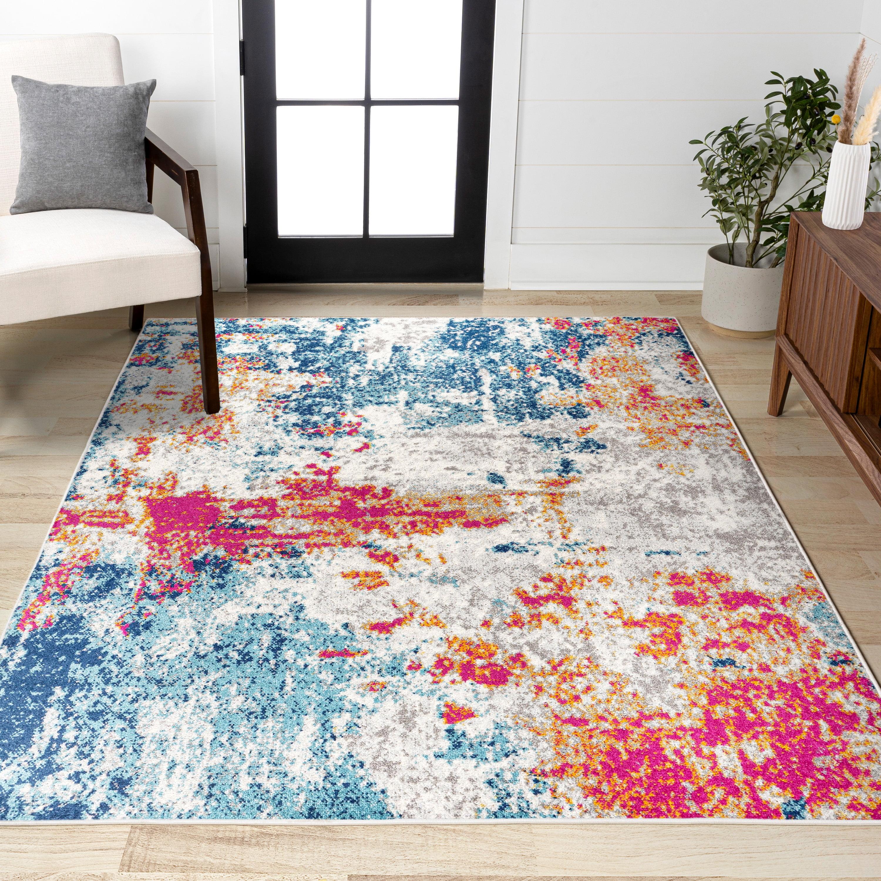 8'x10' Sunset Modern Abstract Area Rug, Blue/Multi - JONATHAN Y
