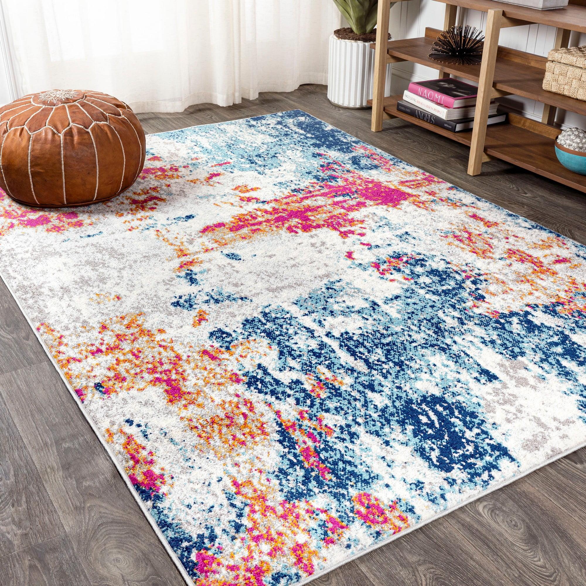 8'x10' Sunset Modern Abstract Area Rug, Blue/Multi - JONATHAN Y