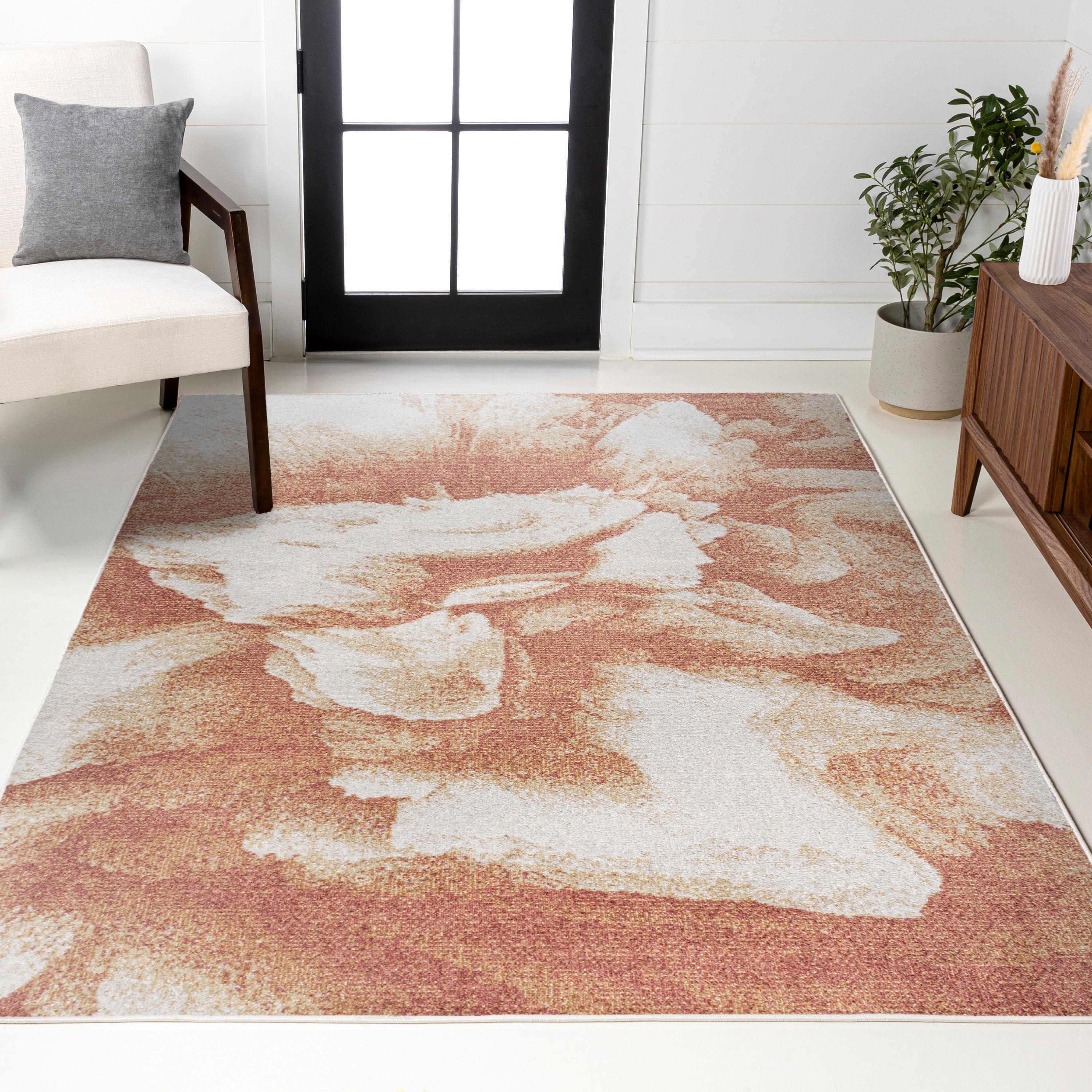 3' x 5' Petalo Abstract Two-Tone Modern Area Rug, Orange/Cream - JONATHAN Y