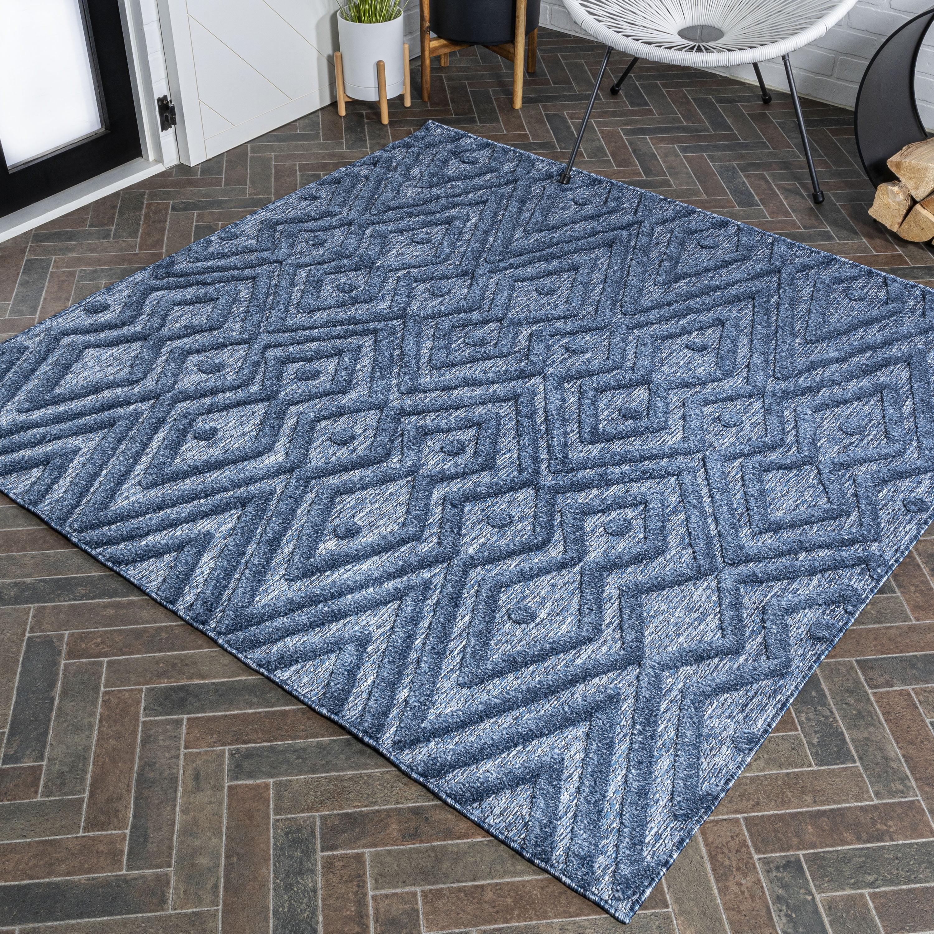 5' x 5' Balansat Moroccan Diamond Indoor/Outdoor Area Rug, Navy - JONATHAN Y