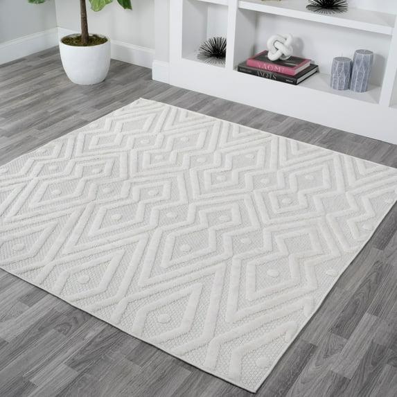5' x 5' Balansat Moroccan Diamond Indoor/Outdoor Area Rug, Ivory - JONATHAN Y