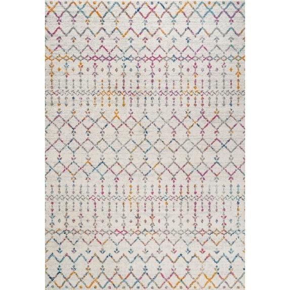 JONATHAN Y Moroccan HYPE Boho Vintage Diamond Ivory/Multi 4 ft. x 6 ft. Area Rug