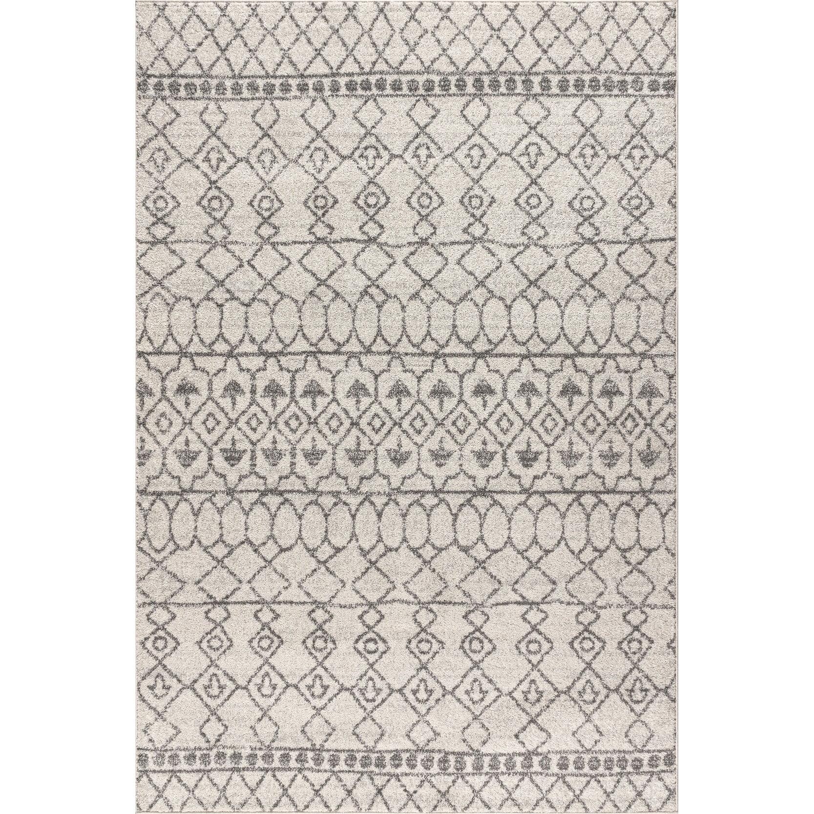 Vintage Moroccan Inspired Easy-Care Gray & Ivory Area Rug