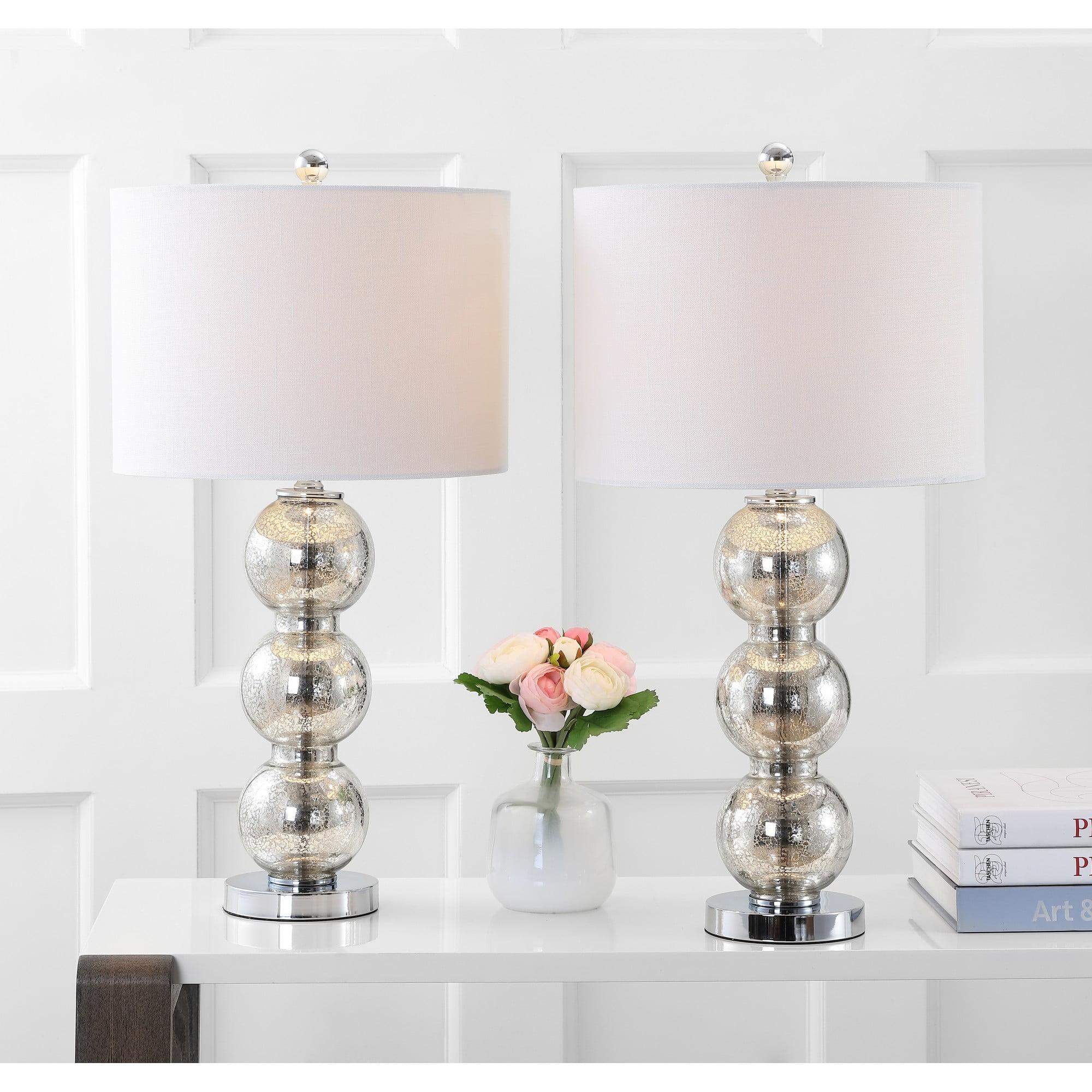 Rosdorf Park Led Table Lamps Set Of 2 - Contemporary Triple Glass Sphere Design, Mercury Silver/Chrome Finish