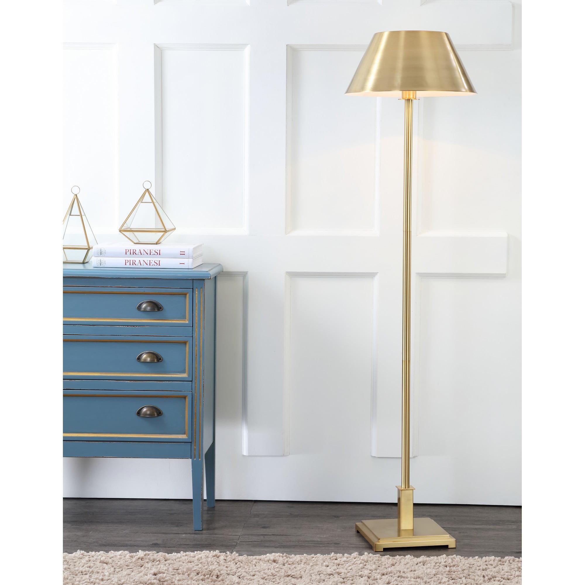 JONATHAN Y JYL6005B Roxy 60" Metal LED Floor Lamp, Contemporary, Transitional for living room, dinning room, bedroom, office Bulb Included, Brushed Brass