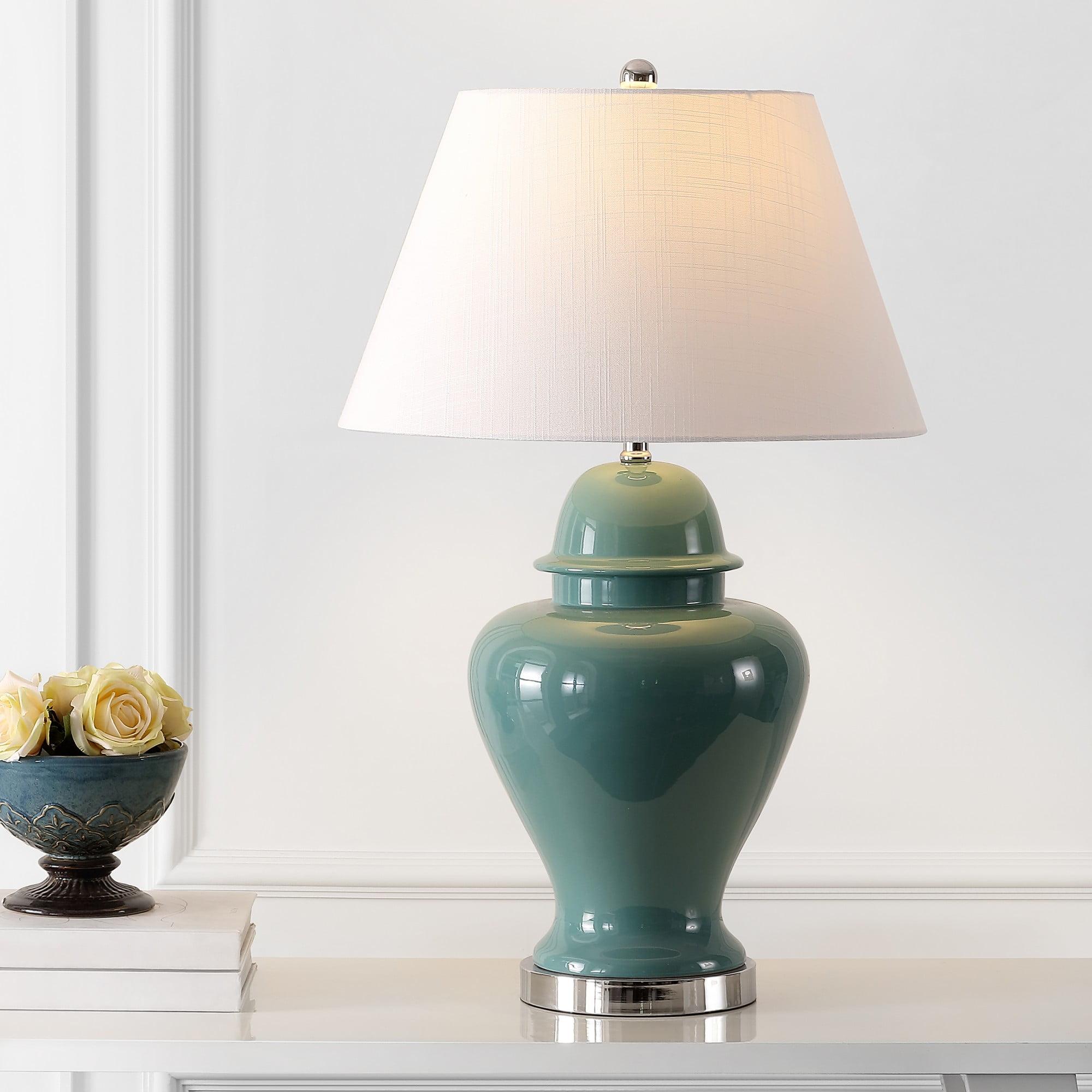 33" Ceramic/Iron LED Table Lamp, Empire Shade, Brass Fittings - JONATHAN Y