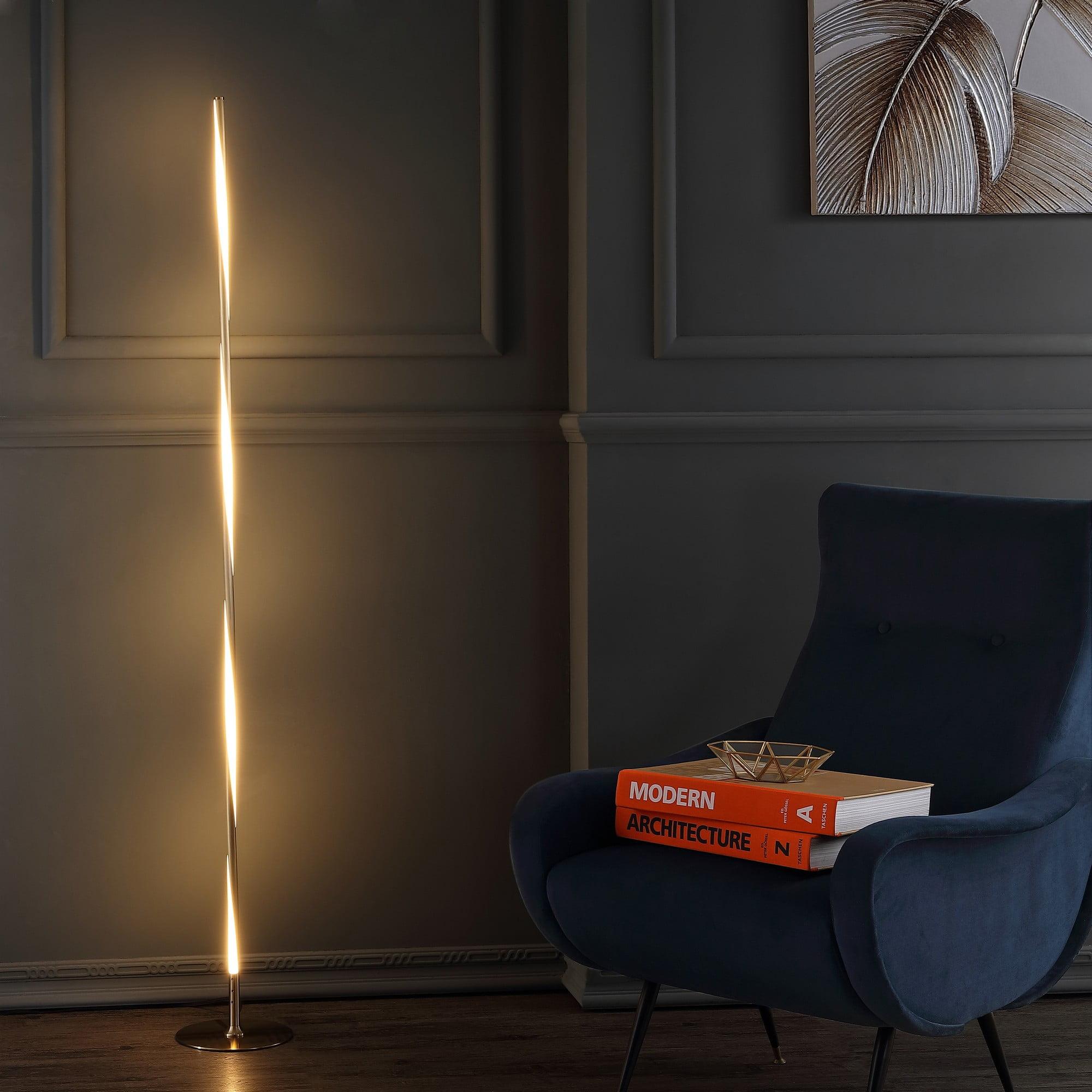 JONATHAN Y JYL7006B Pilar 63.75" LED Integrated Floor Lamp, Modern, Contemporary for living room, dinning room, bedroom, office, Gold