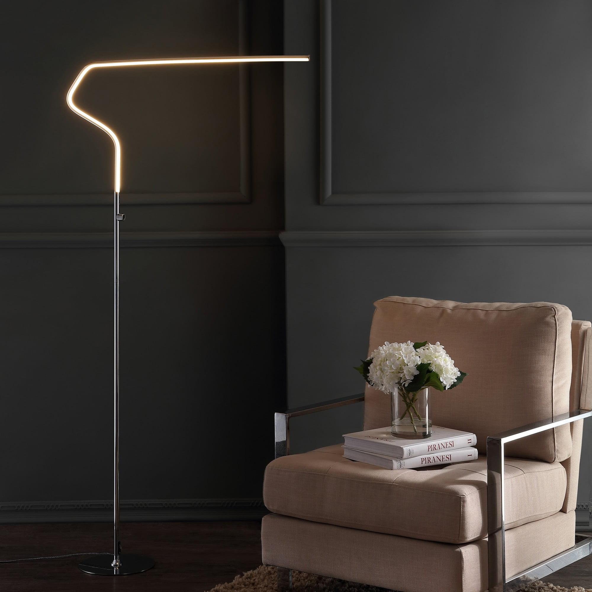 JONATHAN Y JYL7020A Julian 65.25" Integrated LED Metal Floor Lamp, Minimalistic, Modern, Contemporary for living room, dinning room, bedroom, office, Chrome