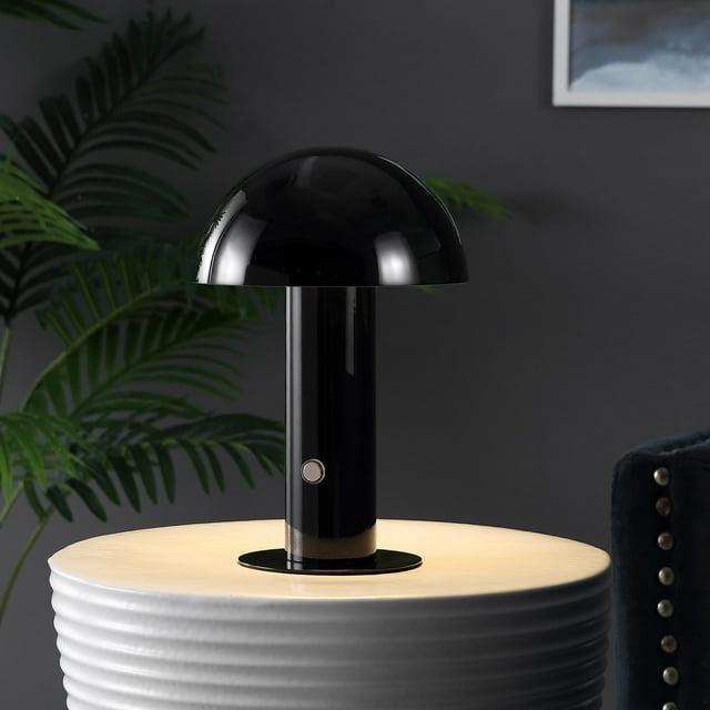 JONATHAN Y JYL7115A Boletus 10.75" Contemporary Bohemian Rechargeable/Cordless Iron Integrated Portable LED Mushroom Table Lamp, Modern, Coastal for living room, dinning room, bedroom, Black