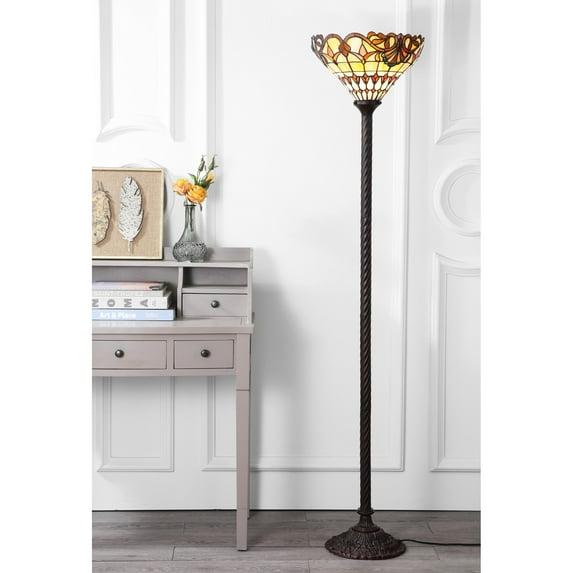 JONATHAN Y JYL8003A Davis Tiffany-Style 70" Torchiere LED Floor Lamp, Traditional for living room, dinning room, bedroom, office Bulb Included, Bronze