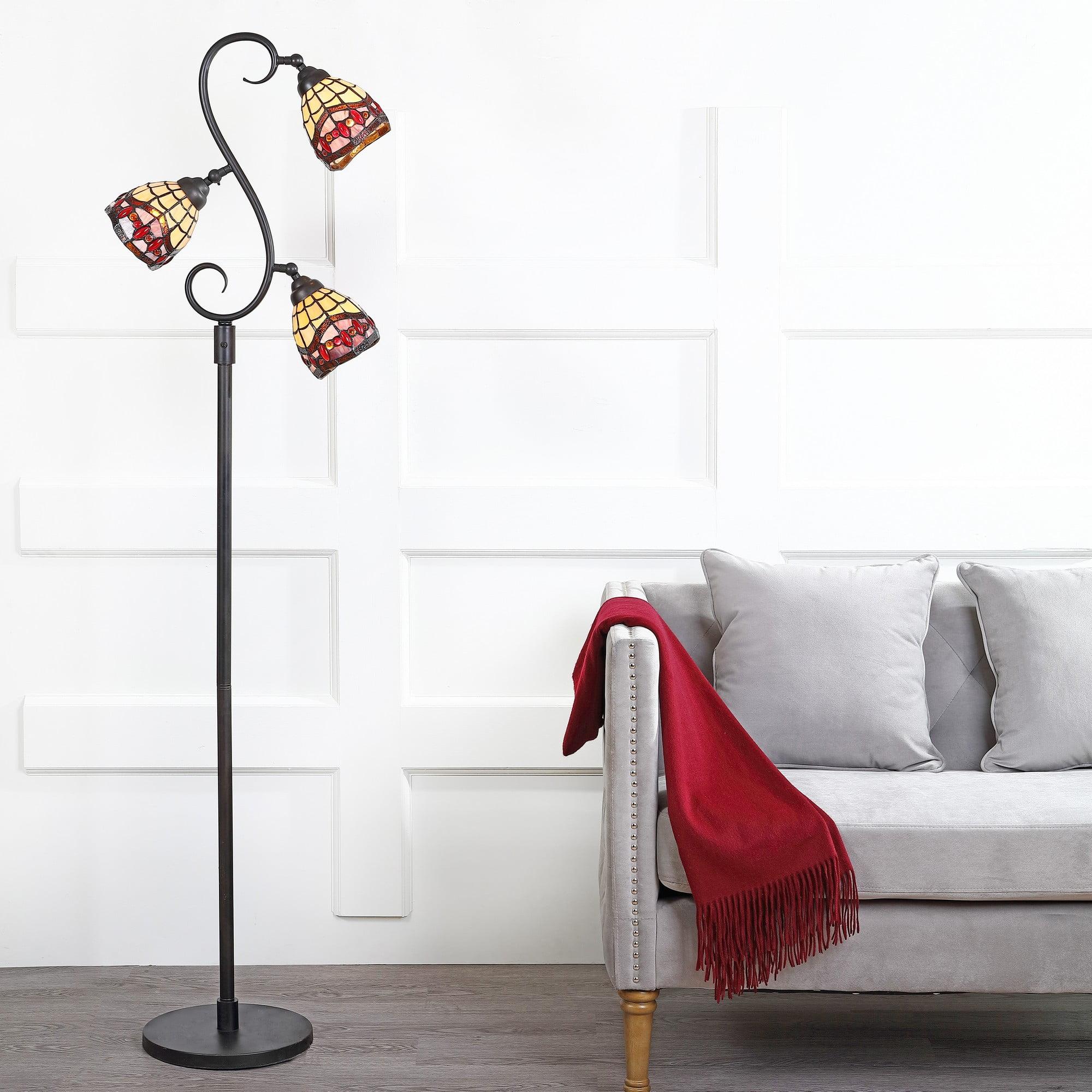 JONATHAN Y JYL8013A Walker Tiffany-Style 70.5" Multi-Light LED Floor Lamp, Traditional for living room, dinning room, bedroom, office Bulb Included, Bronze