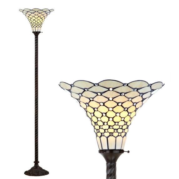 JONATHAN Y Lee Tiffany-Style 70" Torchiere LED Floor Lamp, Bronze by  - 70" H x 15" W x 15" D - 70" H x 15" W x 15" D