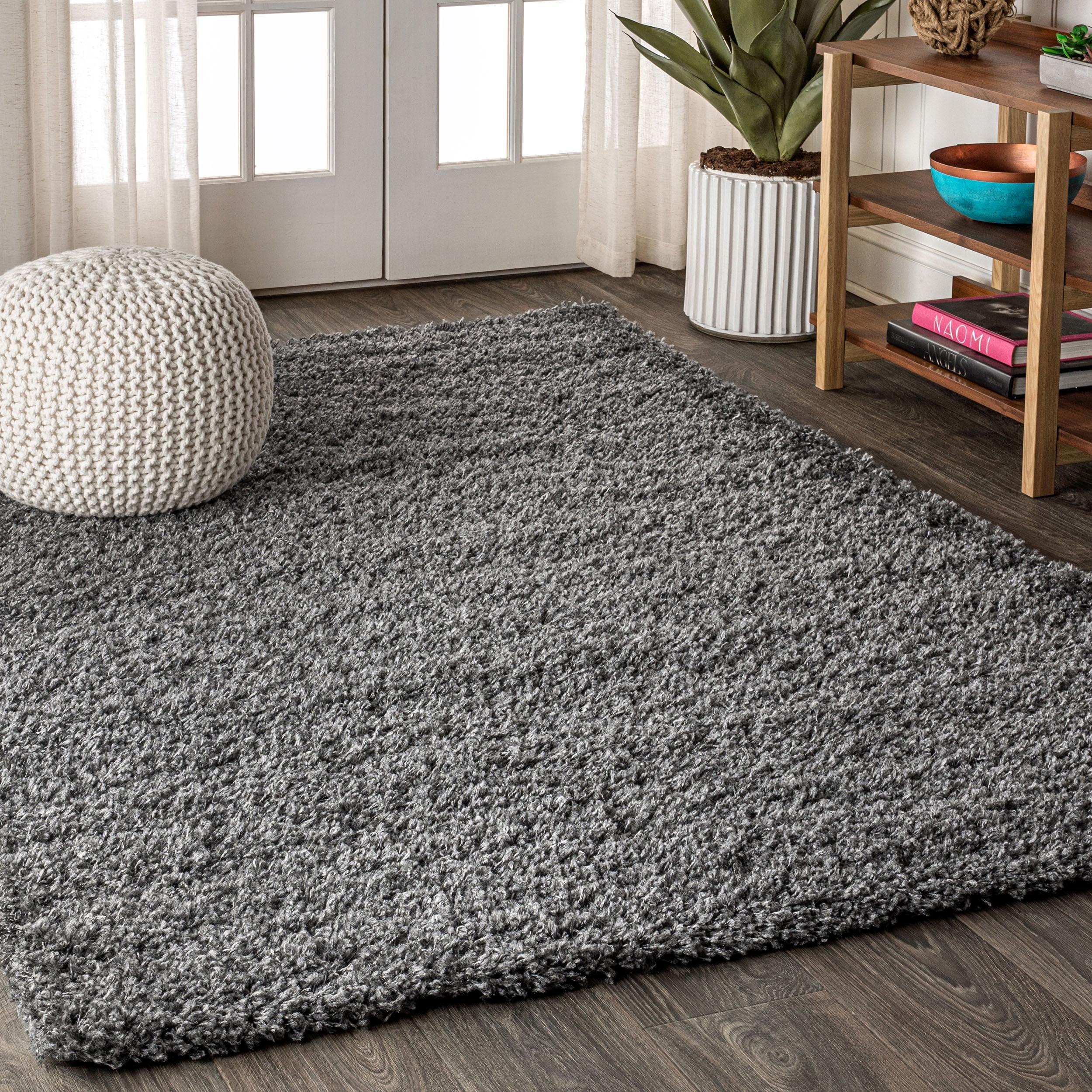 3'x5' Mercer Shag Plush Area Rug, Charcoal - JONATHAN Y