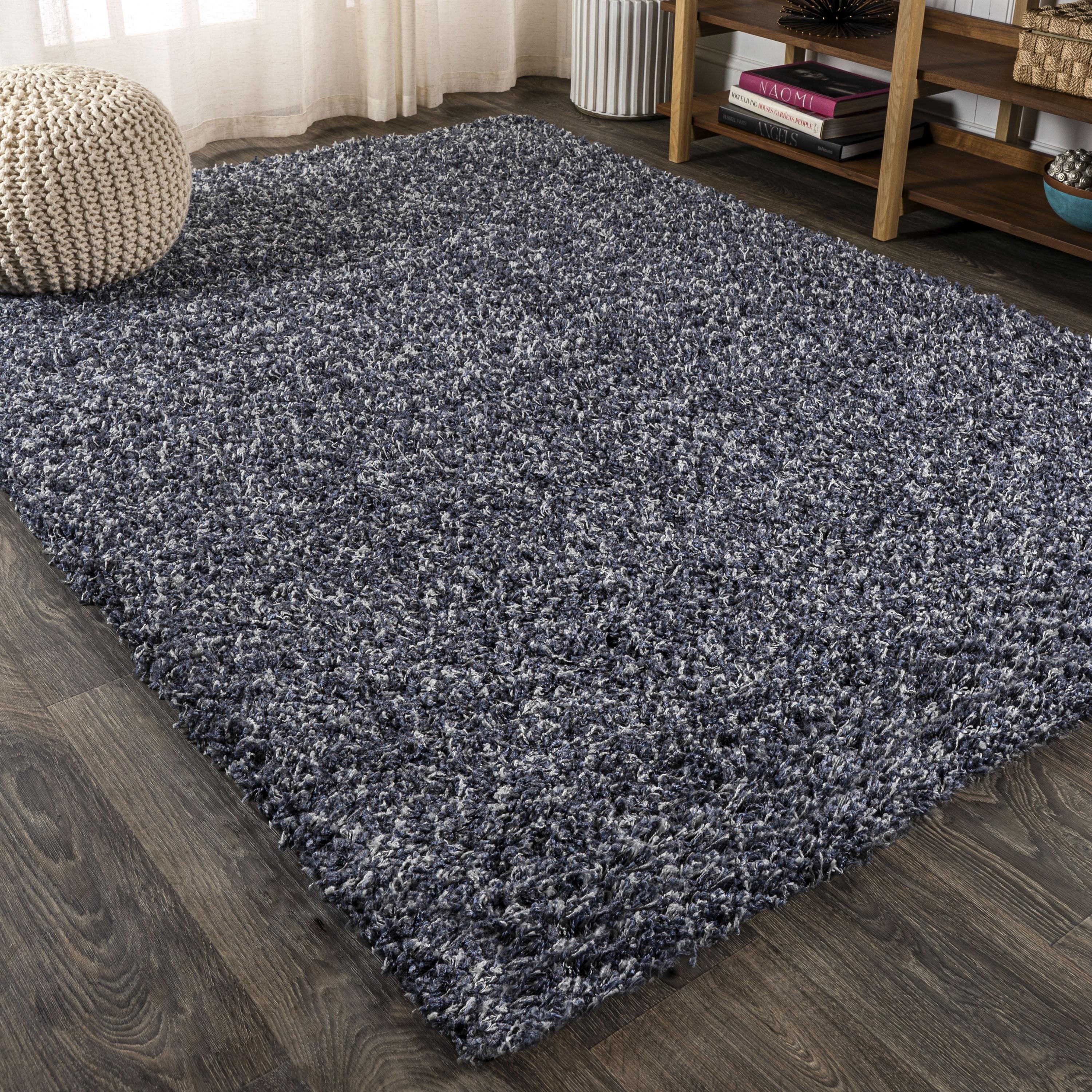 4'x6' Mercer Shag Plush Area Rug, Denim - JONATHAN Y