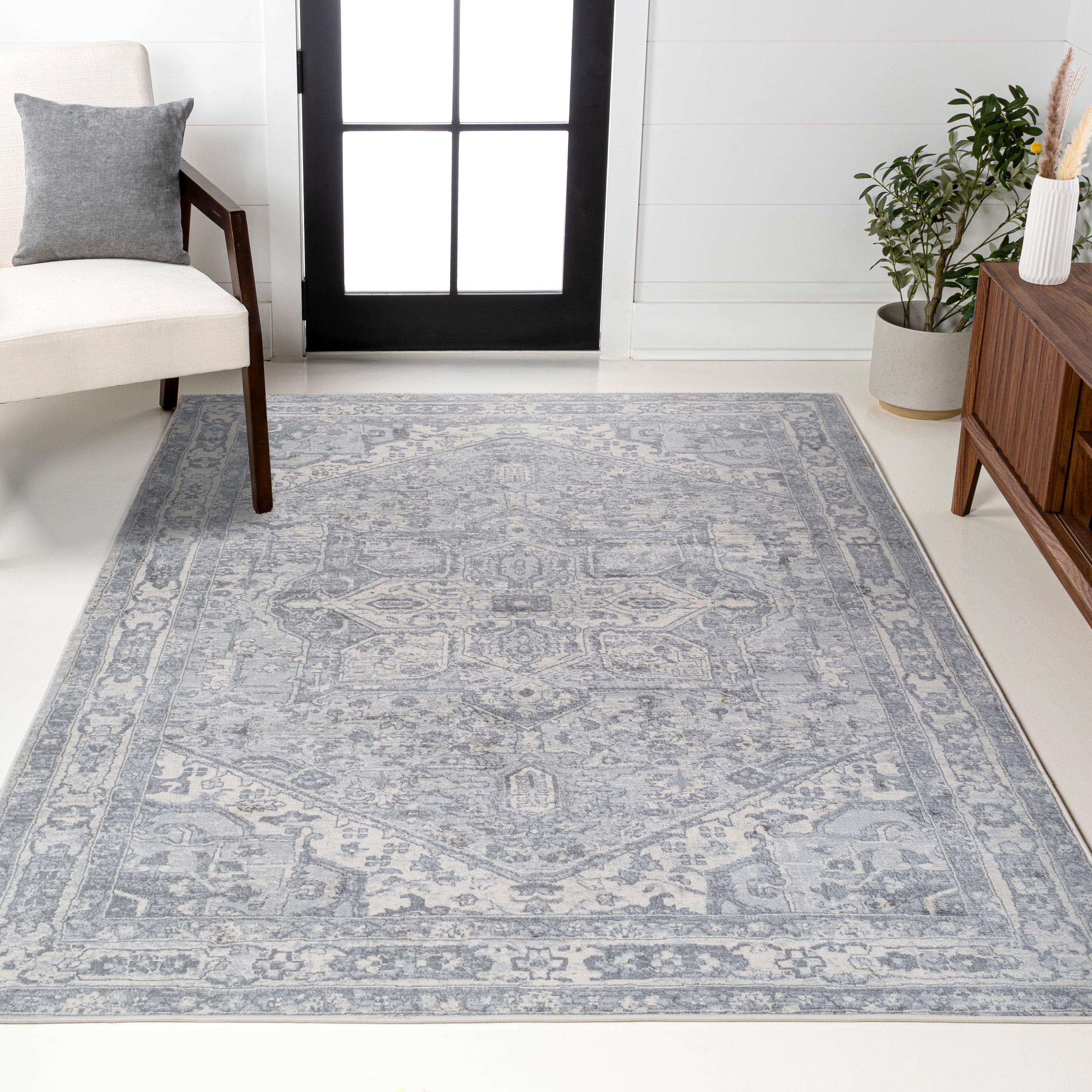 3' X 5' Modern Persian Vintage Medallion Area Rug, Light Gray/Ivory - JONATHAN Y
