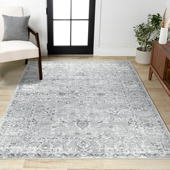 3'x5' Modern Persian Vintage Area Rug, Light Grey - JONATHAN Y