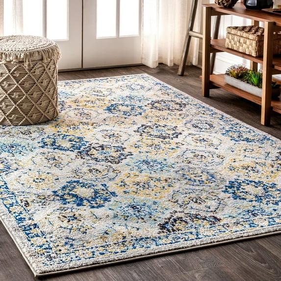 8'x10' Modern Persian Boho Vintage Trellis Area Rug, Blue/Multi - JONATHAN Y