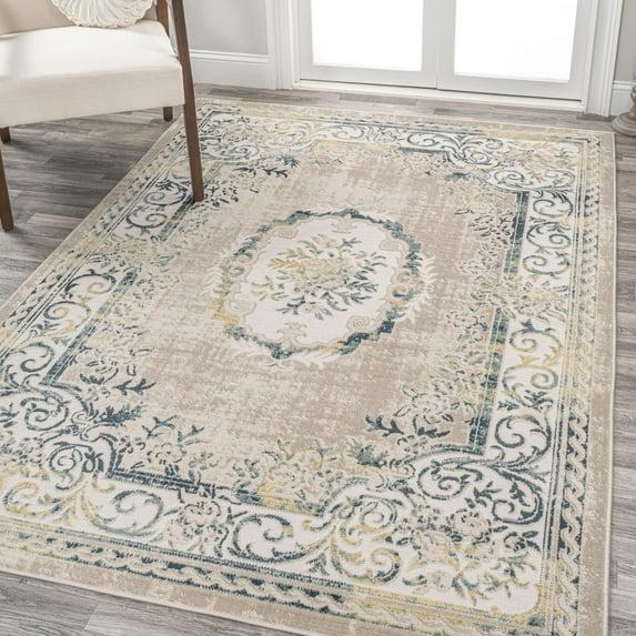 JONATHAN Y Rosalia Cottage Medallion Navy/Ivory 3 ft. x 5 ft. Area Rug
