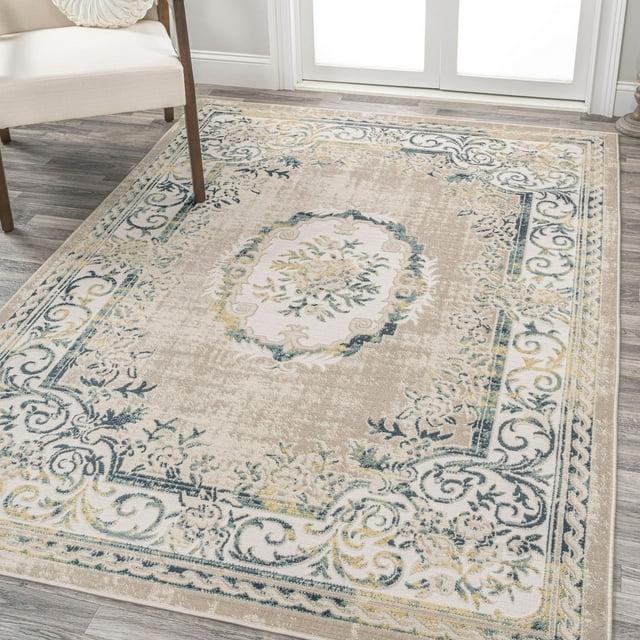 JONATHAN Y Rosalia Cottage Medallion Navy/Ivory 3 ft. x 5 ft. Area Rug