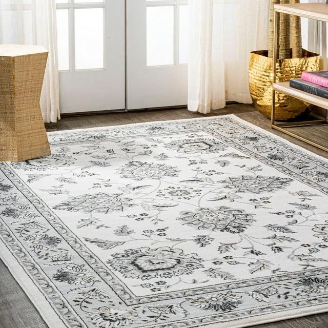 5'x 8' Cherie French Cottage Area Rug, Cream/Light Gray - JONATHAN Y