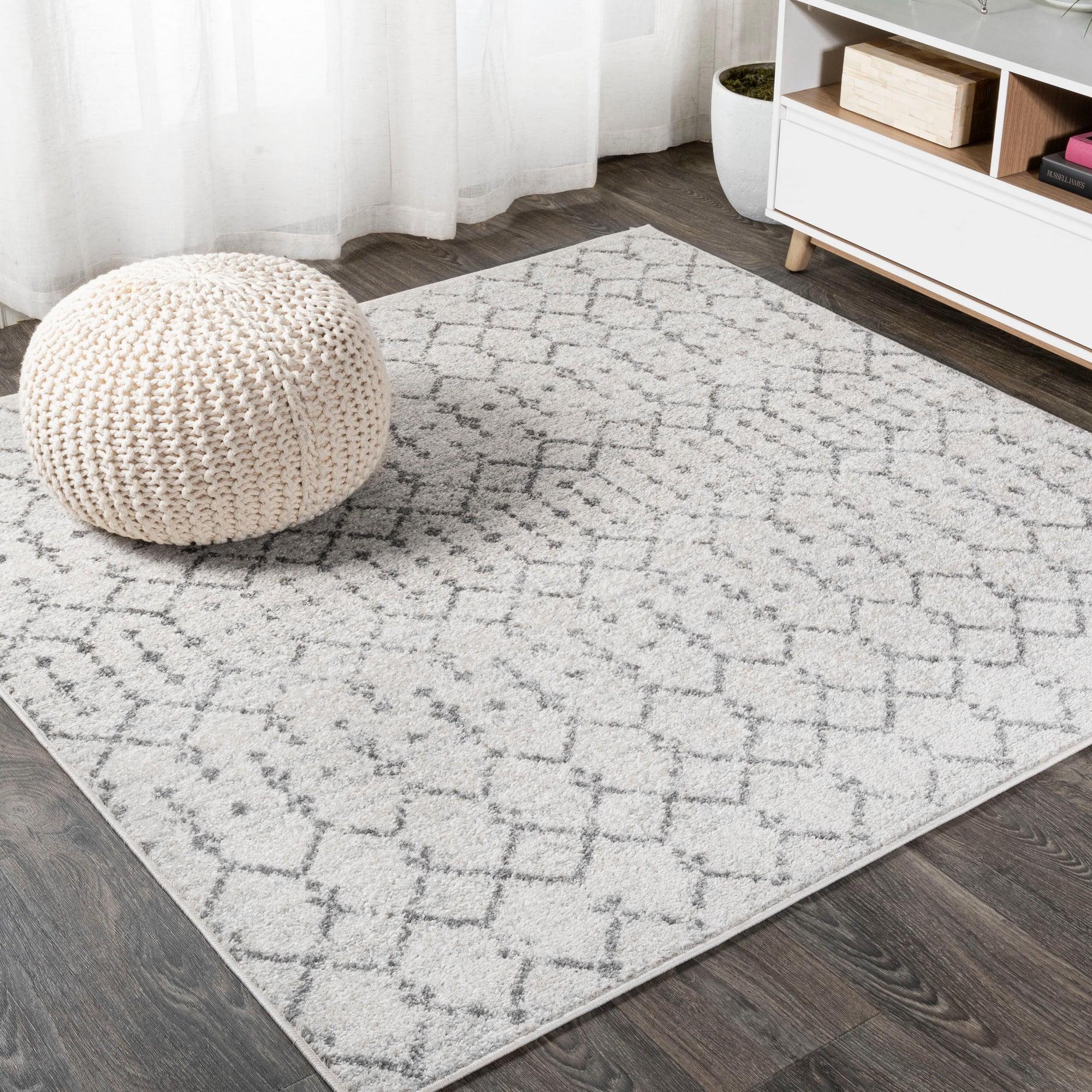 JONATHAN Y Moroccan HYPE Boho Vintage Diamond Cream/Gray 5' Square Area Rug