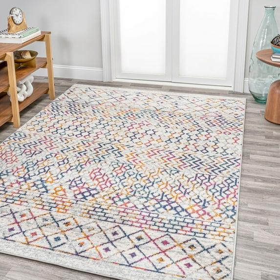 3' x 5' Arta Moroccan Vintage Geometric Rug Area Rug, Multi/Cream - JONATHAN Y