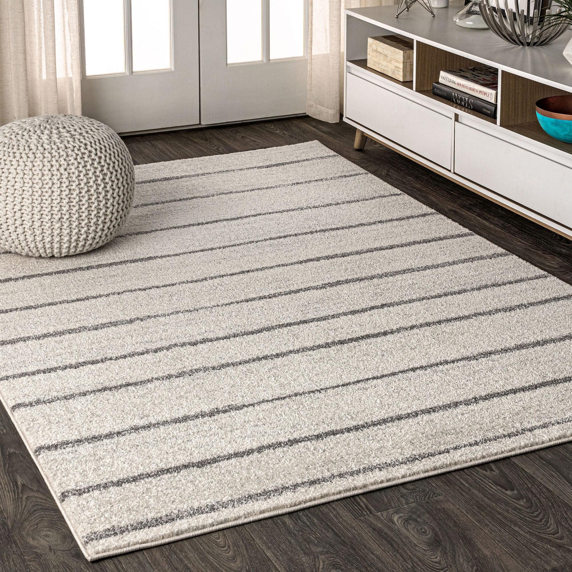 4'x6' Williamsburg Minimalist Stripe Area Rug, Cream/Gray - JONATHAN Y