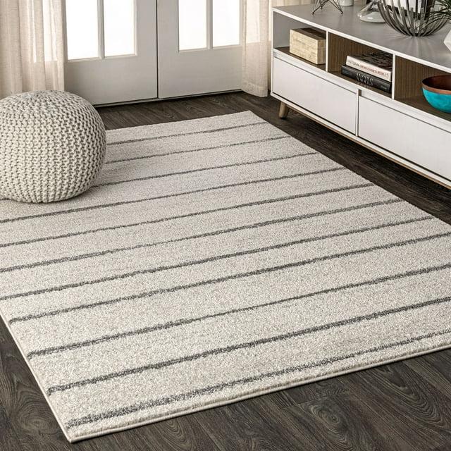 4'x6' Williamsburg Minimalist Stripe Area Rug, Cream/Gray - JONATHAN Y