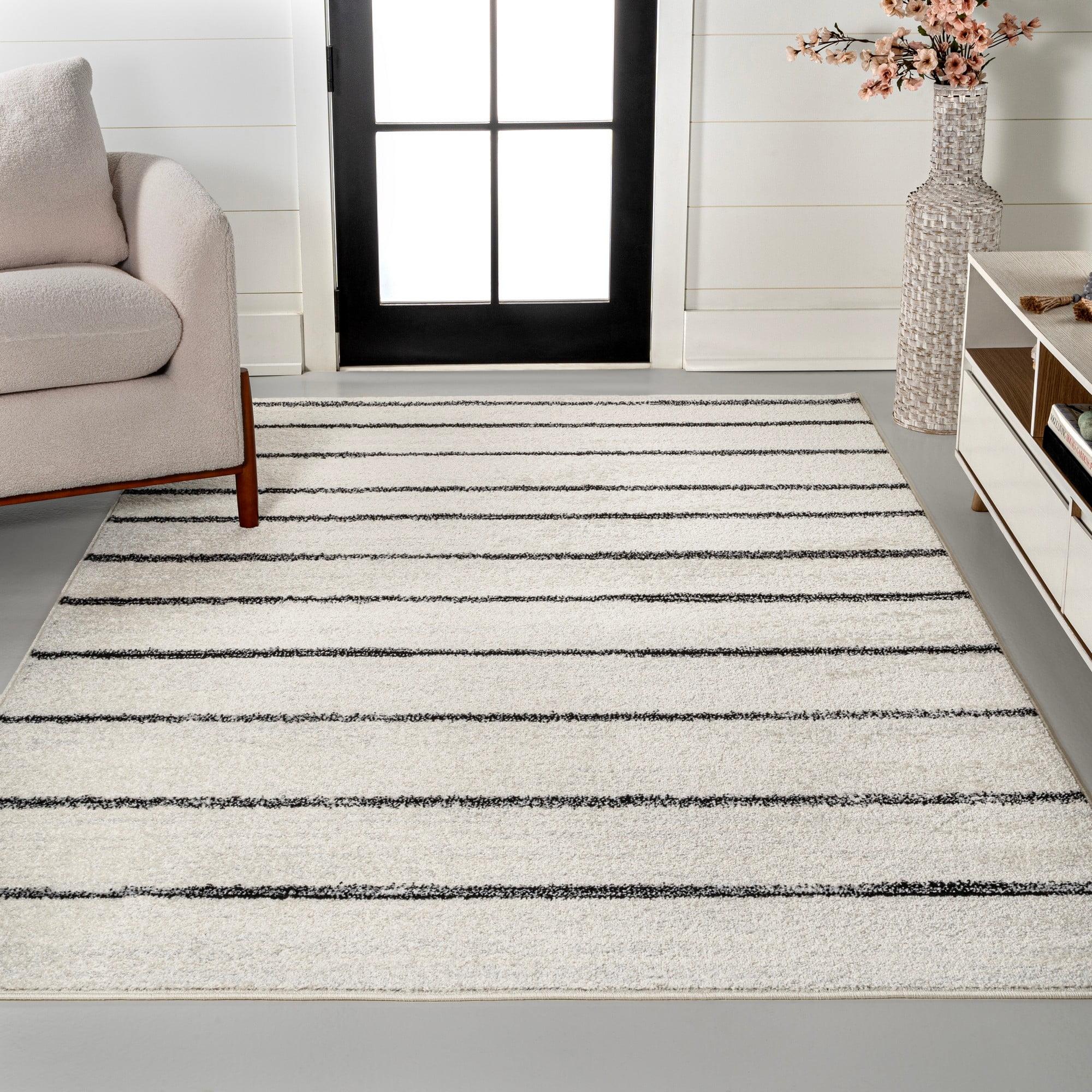 JONATHAN Y Williamsburg Minimalist Stripe Cream/Black 8 ft. x 10 ft. Area Rug