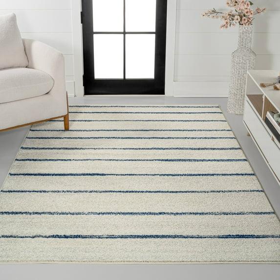JONATHAN Y Williamsburg Minimalist Stripe Cream/Navy 4 ft. x 6 ft. Area Rug