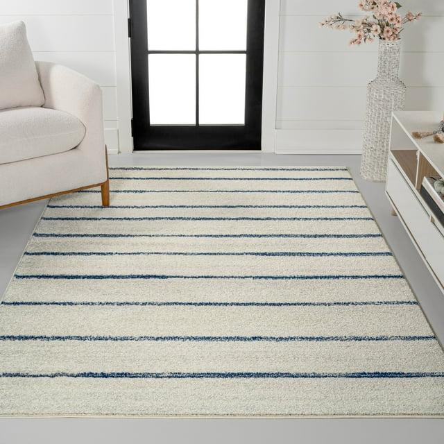 JONATHAN Y Williamsburg Minimalist Stripe Cream/Navy 4 ft. x 6 ft. Area Rug