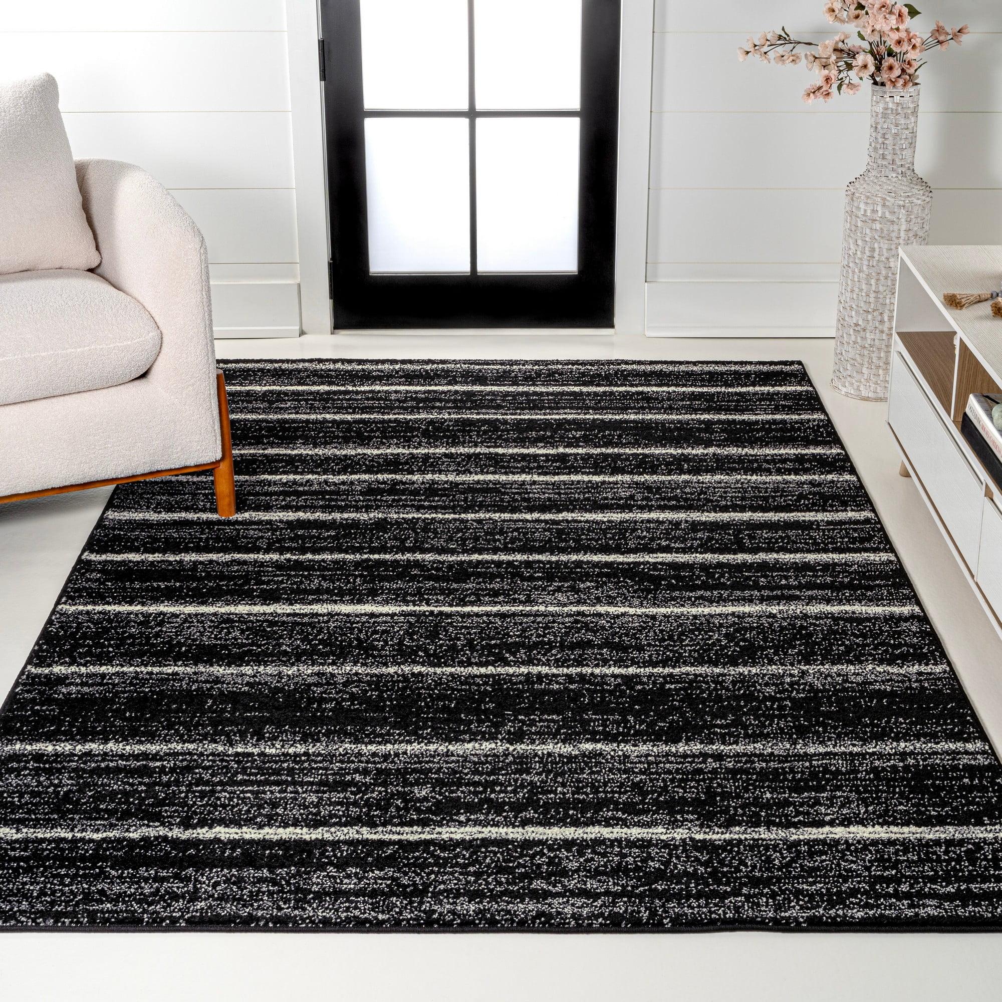 JONATHAN Y Williamsburg Minimalist Stripe Black/Cream 5 ft. x 8 ft. Area Rug