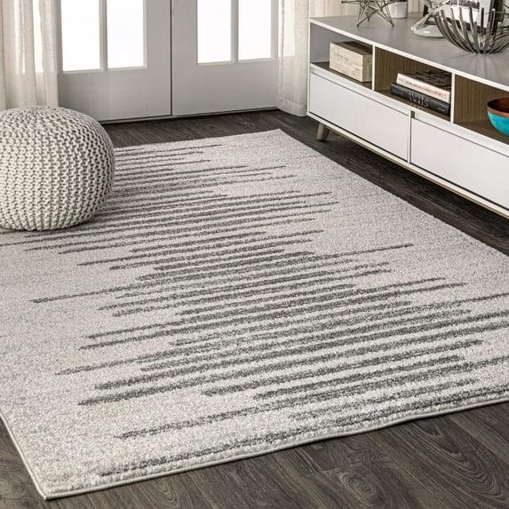 3'x5' Aya Berber Stripe Geometric Area Rug, Cream/Gray - JONATHAN Y