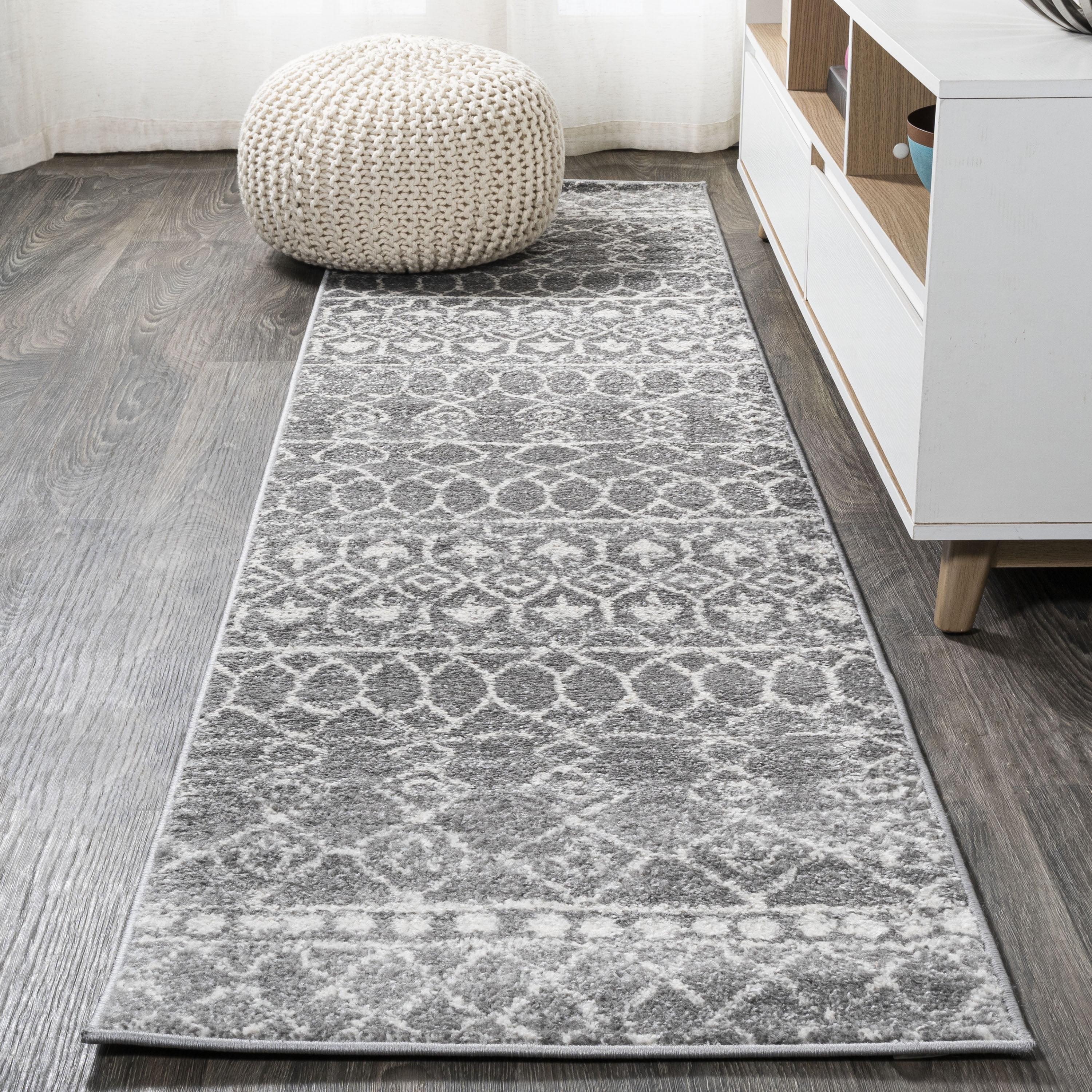2'x8' Izil Moroccan Beni Souk Runner Rug, Gray/Cream - JONATHAN Y
