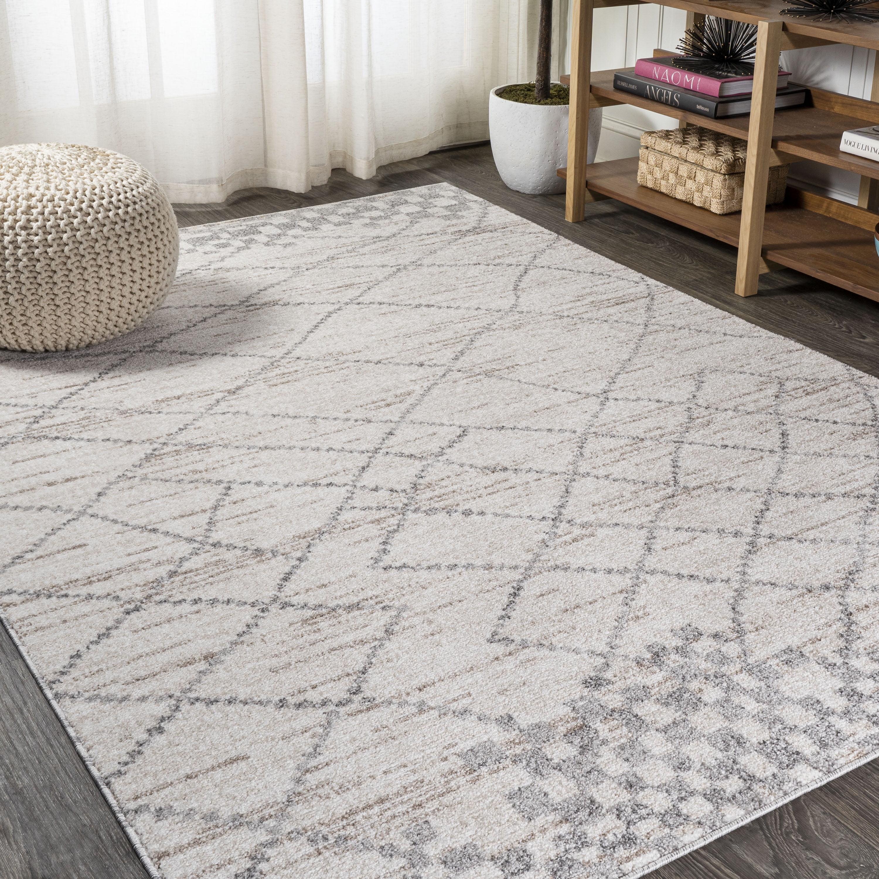Kateshia Moroccan HYPE Boho Vintage Diamond Cream/Gray Rug