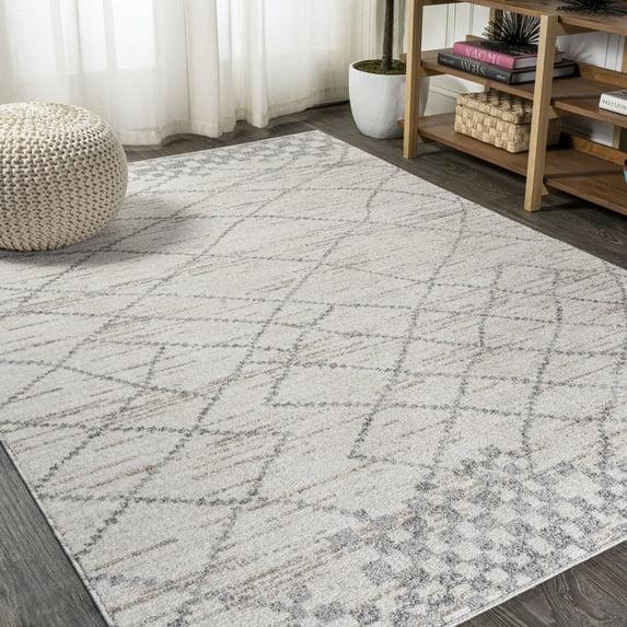 Kateshia Moroccan HYPE Boho Vintage Diamond Cream/Gray Rug