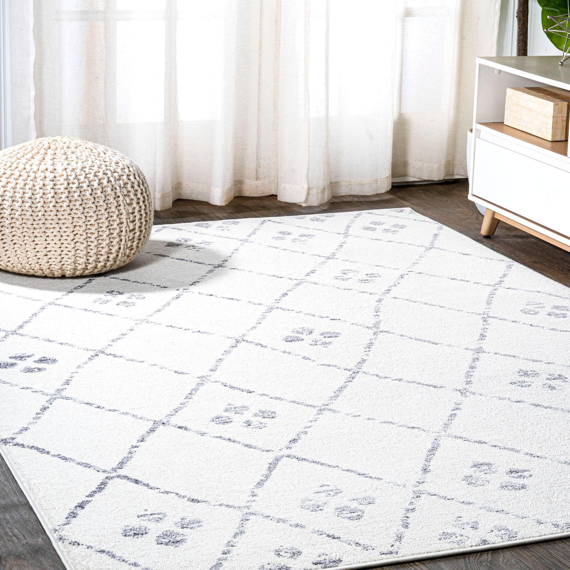 3' X 5' Izil Moroccan Geometric Diamond Area Rug, Ivory/Light Gray - JONATHAN Y