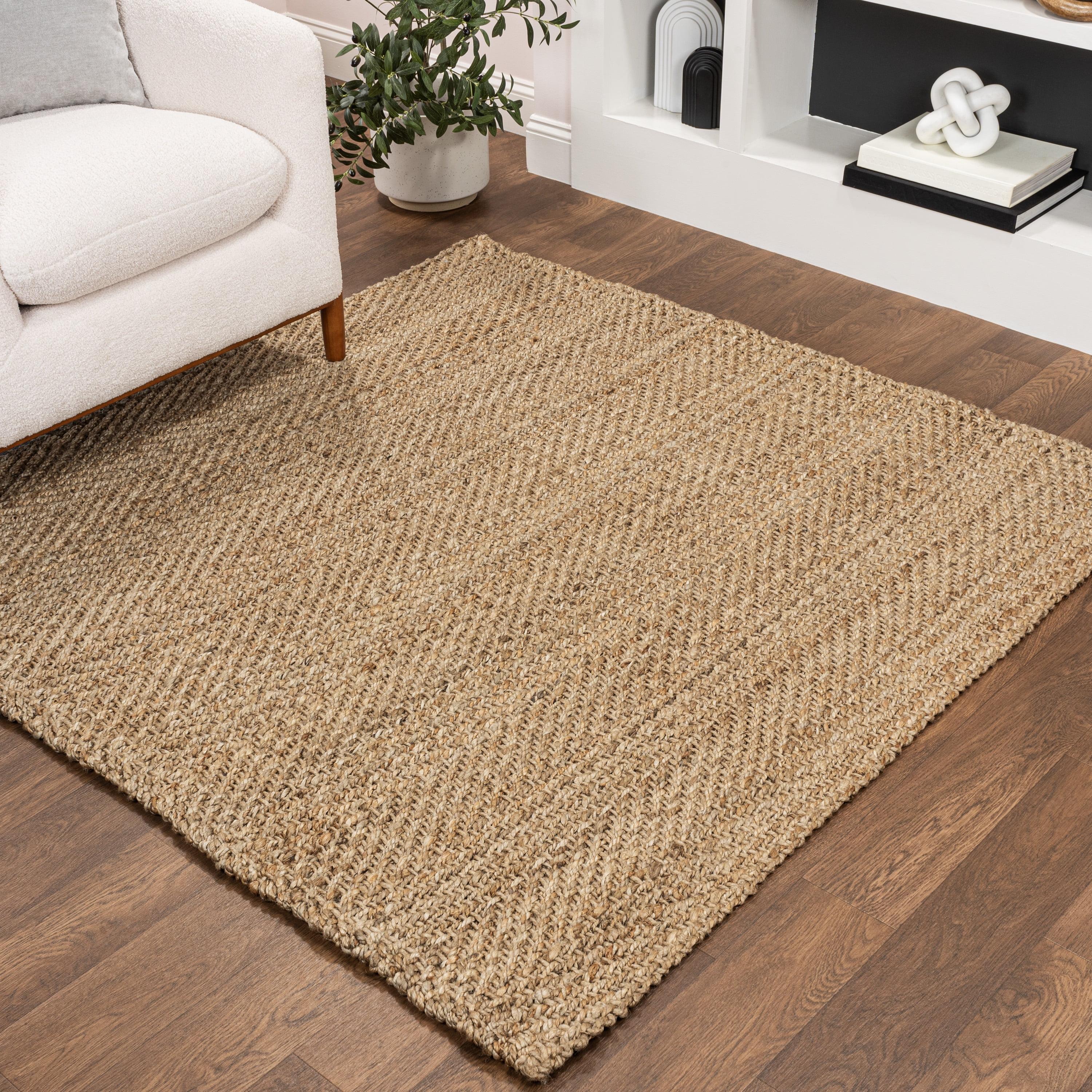 Espina Hand Woven Herringbone Chunky Jute Natural 6' Square Area Rug - JONATHAN Y